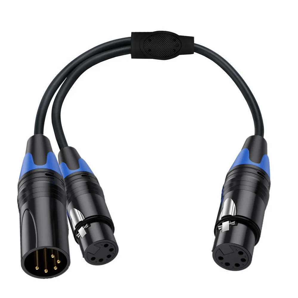 XLR 4Pin Y Splitter Cable 1 Female To 2 Male 4 Pin XLR Audio Cable for Wireless Microphone Monitor Headphone Studio Recording