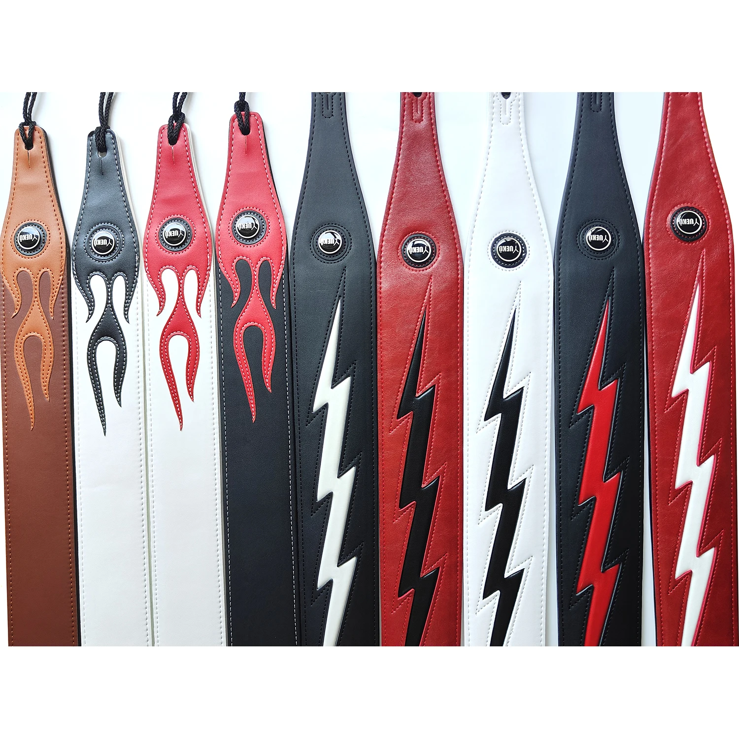 YUEKO Lightning Pattern/Flame Guitar Strap Adjustable Length Strap for Acoustic/ Electric Guitar/Bass Available in Multicolor