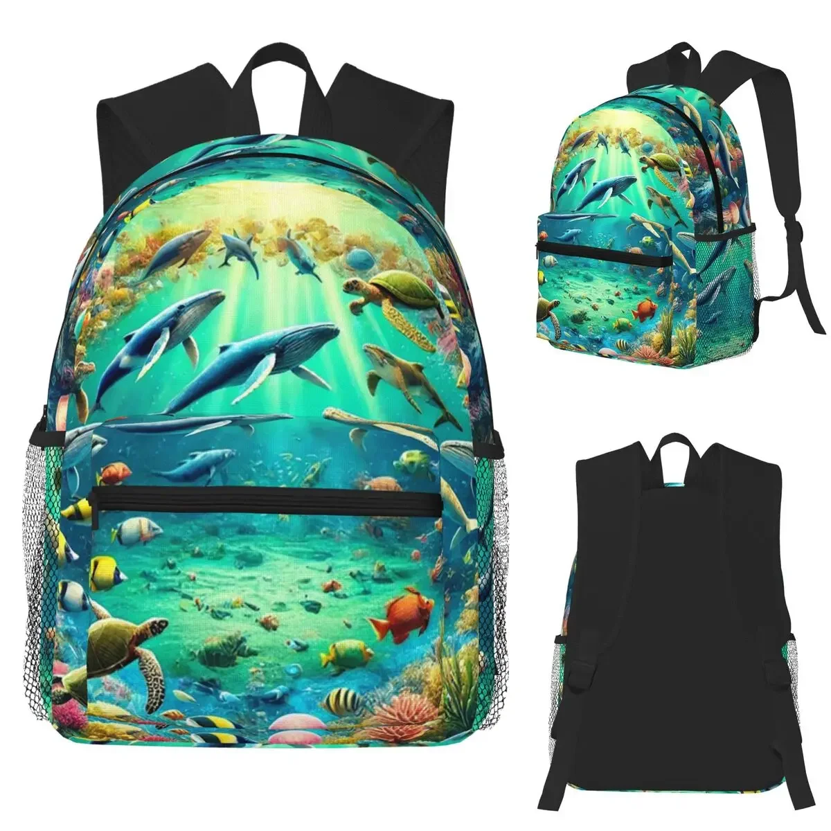 Underwater World Colorful Marine Turtle Student Backpack School Bag Hiking Travel Daypack for Boys Girls Bookbag Shoulder Bags