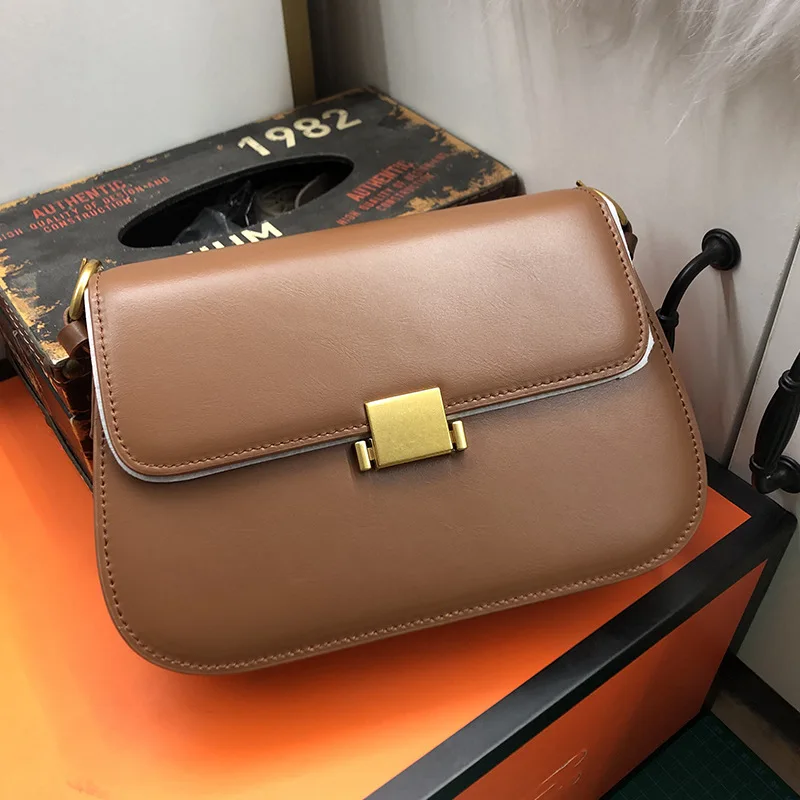 Women\'s Luxury Designer Fashion Cow Genuine Leather Square Handbag Brand Replica Messenger Box Tofu Shoulder Crossbody Small Bag