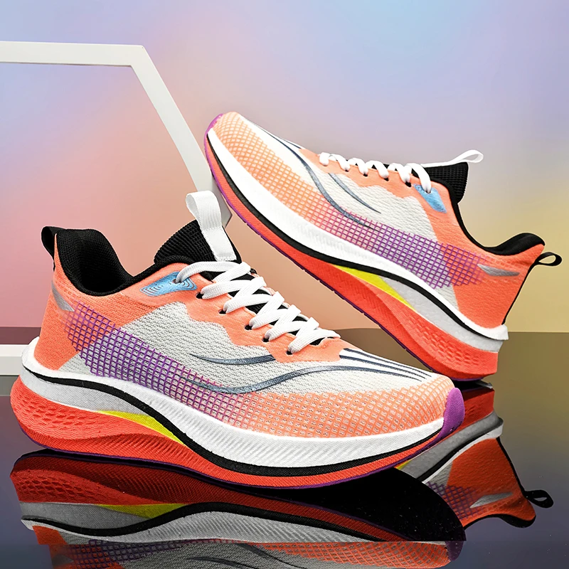 

Unisex Running Shoes 2025 Autumn Breathable Mesh Sports Shoes Comfortable Lace-up Flat Sneakers for Men Women
