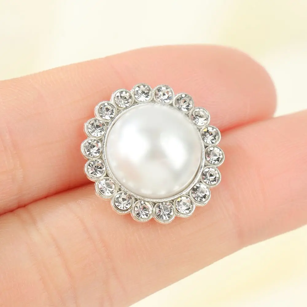10Pcs Handmade Needlework DIY Shirt Buttons Pearl Clothing Buttons Sewing Accessories Shiny Rhinestone