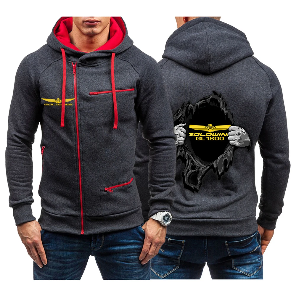 

Goldwing GL1800 GL1500 Motocycle Print Men Sweatshirt New Casual Solid Long Sleeve Hoodie Slim Zipper Hooded Cardigan Sweatshirt