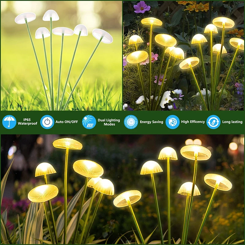 Jellyfish Decor Solar Pathway Lights Outdoor Landscape Garden Firefly Decor Stake Lights for Courtyard Lawn Balcony Patio