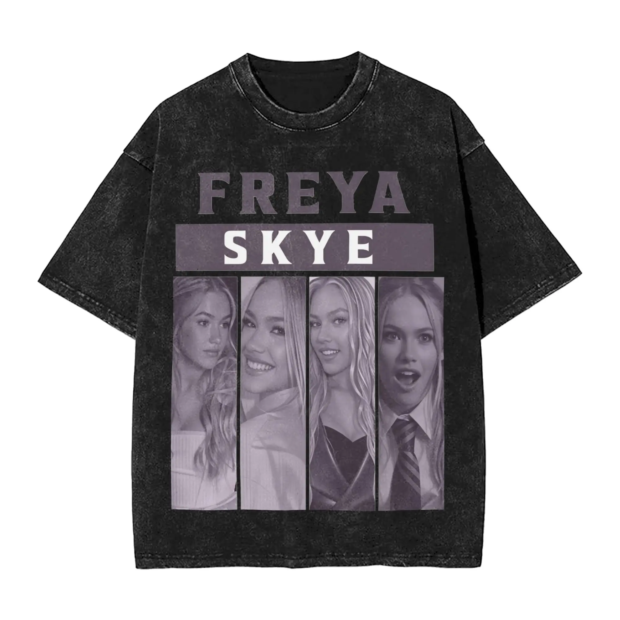 

Freya Skyes Washed T-Shirt Men Y2K Funny Cotton T-Shirts Summer Comfortable Harajuku Tees Loose Oversized Clothes