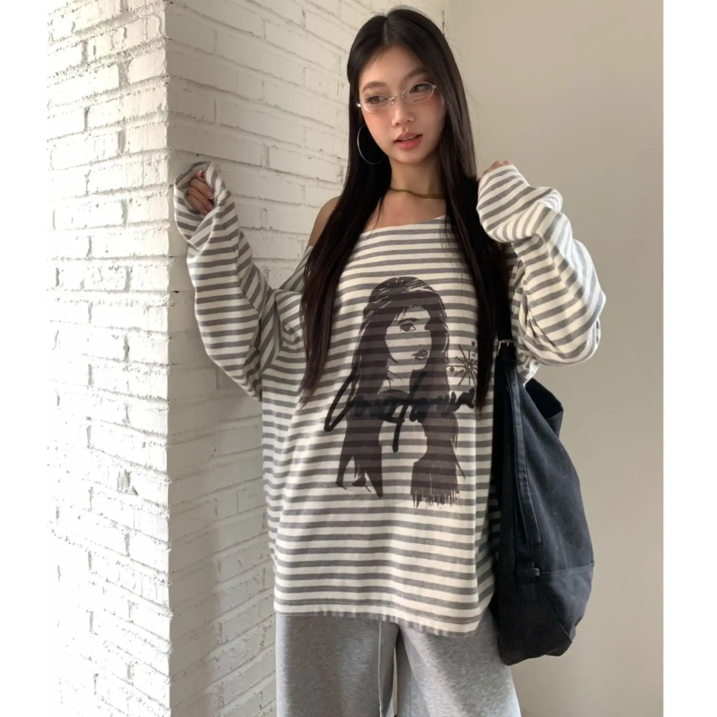 Summer New Skew Collar Off Shoulder Streetwear T-shirt Trendy Hot Sell Loose Slim Mujer Stripe Moda All-match Casual Soft Tees