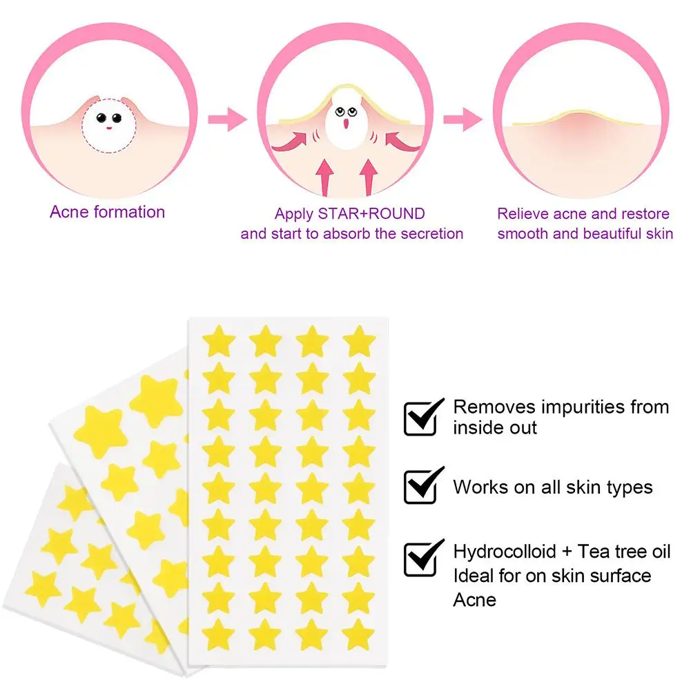 Star Pimple Patch Acne Colorful Invisible Acne Removal Skin Care Stickers Y2K Originality Concealer Face Spot Beauty Makeup Tool