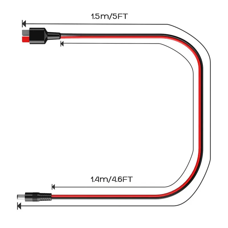 1.5m/5FT 14AWG Solar Panel to DC5525 DC7909 Adapter Cable for Jackery/BLUETTI/Anker/GRECELL/Goal Zero Yeti Solar Generators etc.