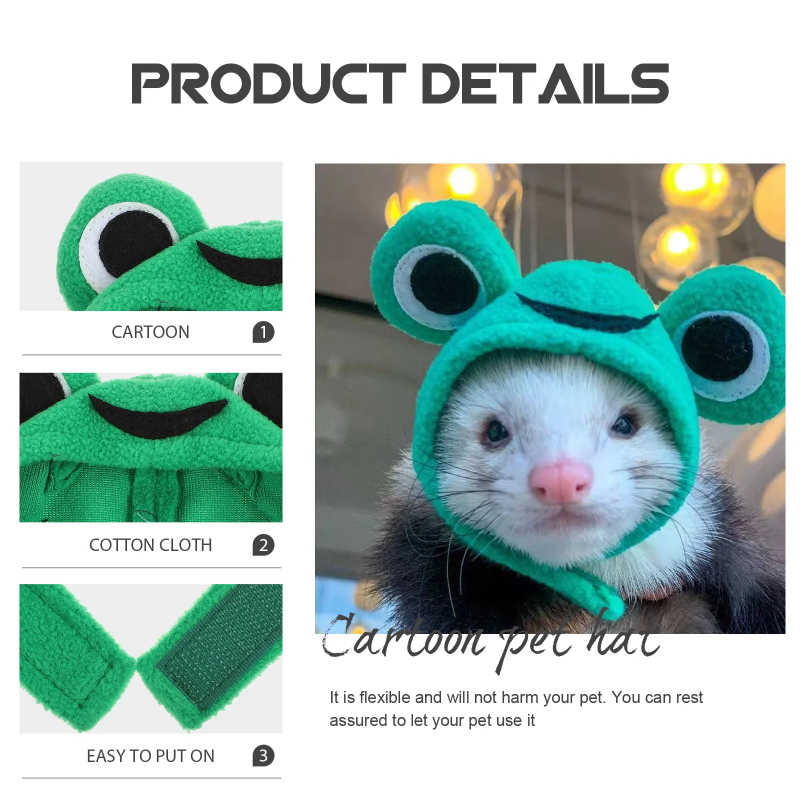 

Pet Hat Frog-Shaped Small Pets Party Decoration For Hamster Guinea Pig Kitten Easter Halloween Christmas Photography