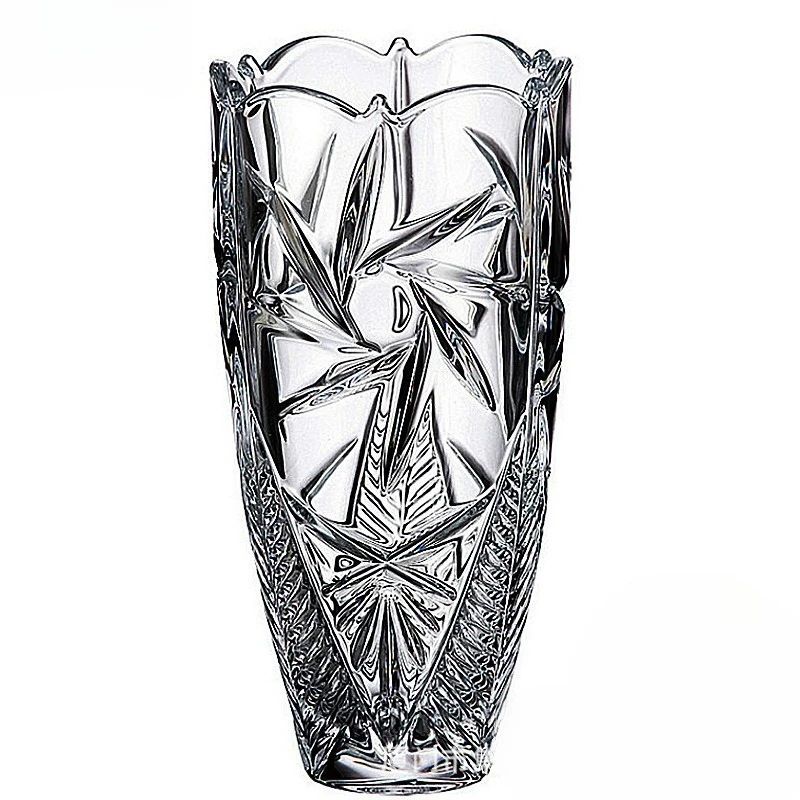 

Crystal glass engraved flower water raising vase wedding gift countertop vase home decoration