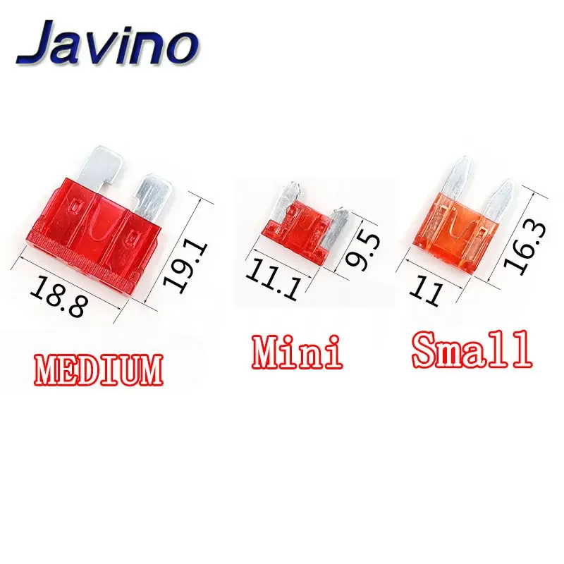 10Pcs Fuses Standard Mini small 2 Car Fuse 2A 3A 5A 7.5A 10A 15A 20A 25A 30A Amp Clip Fuse Set for Car Truck Mini Small Medium