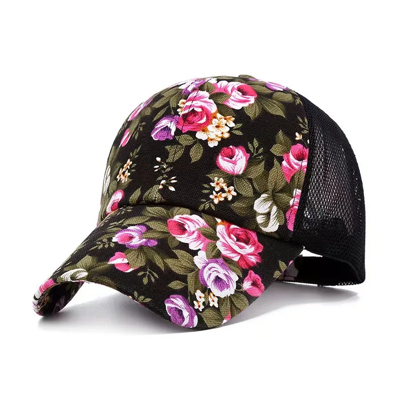 Brand Women's Floral Baseball Cap Spring Summer Casual Cotton Flower Tie Dye Snapback Caps for Women Bone Gorras Ladies Sun Hats