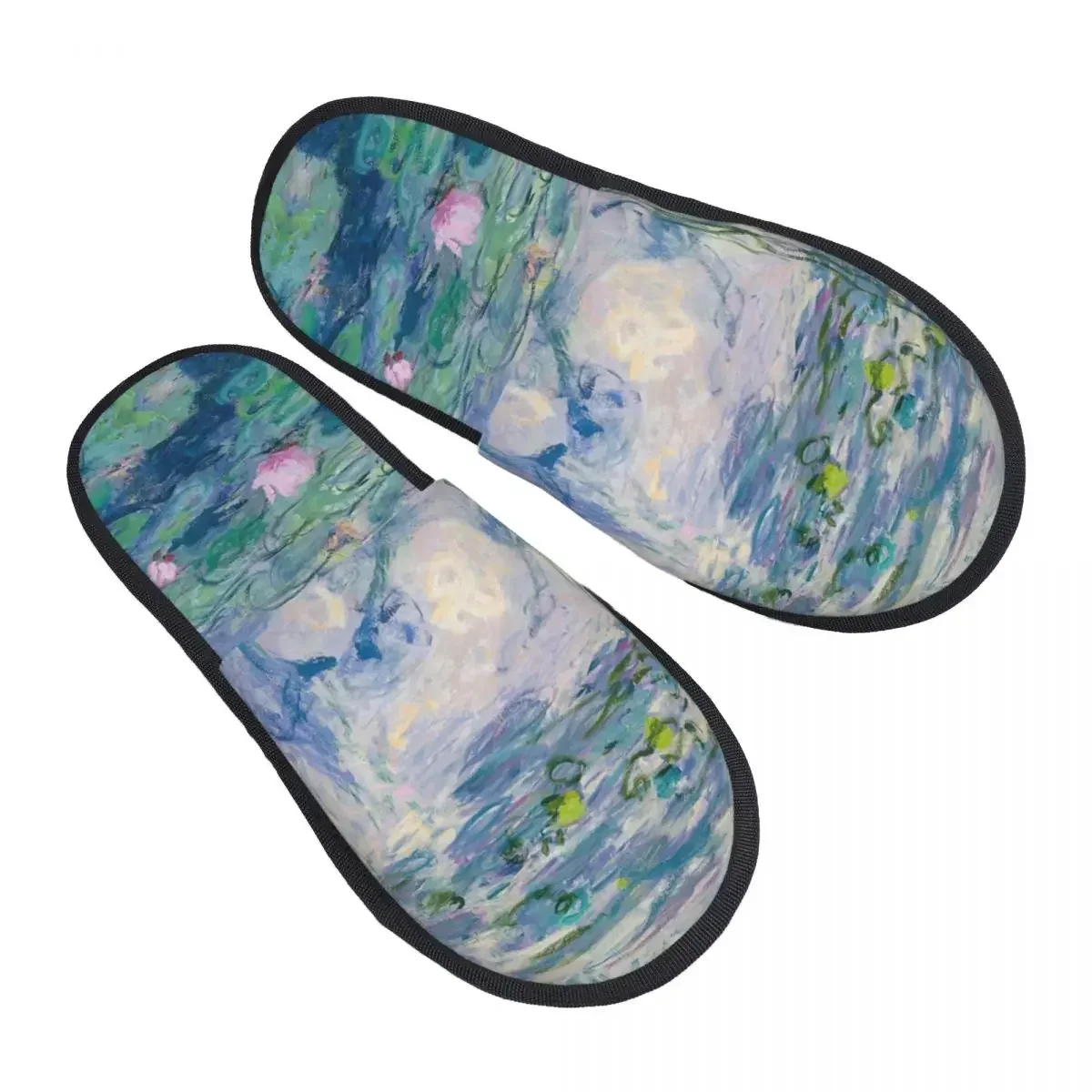 Custom Water Lilies Claude  Fine Art Memory Foam Slippers Women Soft Warm French Painter Art House Slippers