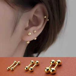 Boucles d'Oreilles en Acier Inoxydable pour Femme, Boule de 2/3/4/5/6/8mm, Bijoux, 1 Paire