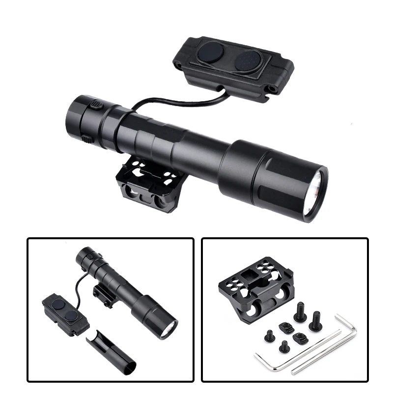 Senter Airsoft REIN 2.0 logam, aksesori lampu senjata berburu LED putih 1300 lumen dengan saklar fungsi ganda cocok rel 20mm