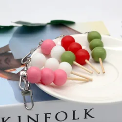 Fun Creative Simulation Food Glutinous Rice Balls Skewers Car Key Chain Pvc Key Pendant Backpack Pendant Jewelry Gifts Keyring