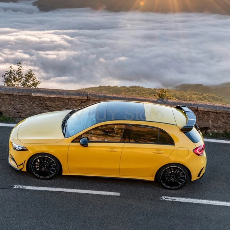 سبويلر سقف الجناح الخلفي لسيارة Mercedes Benz A Class W177 A180 A200 A220 A260 AMG 2019-2021 ABS زخرفة جسم الجناح الأسود اللامع #6