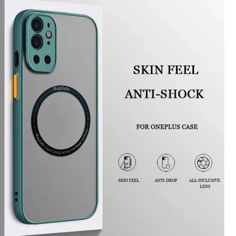 حافظة ضد للصدمات للشحن اللاسلكي ، حافظة مغناطيسية ، فاخرة ، غير لامعة ، شفافة ، لـ oneplus ace 2 ، 9 ، 8 ، 10 pro ، 10t ، 11 rt ، 9r ، 8t ، 12