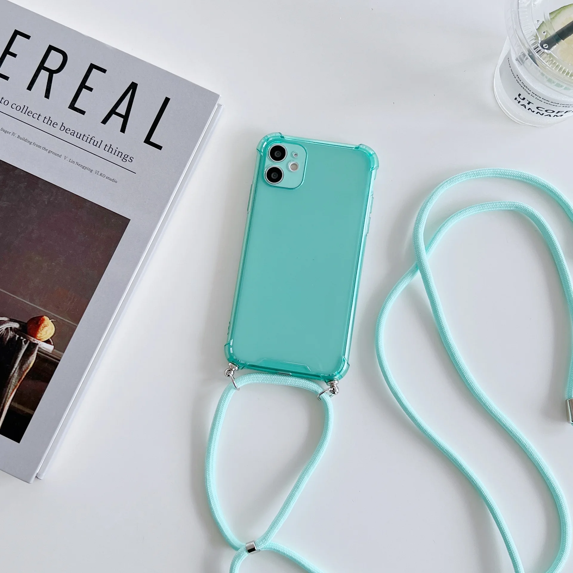 Necklace Case For iPhone 11 Shoulder Lanyard Transparent Soft TPU Phone Cover For iPhone 17 16 15 14 13 12 XR 11 Pro Max XS MAX