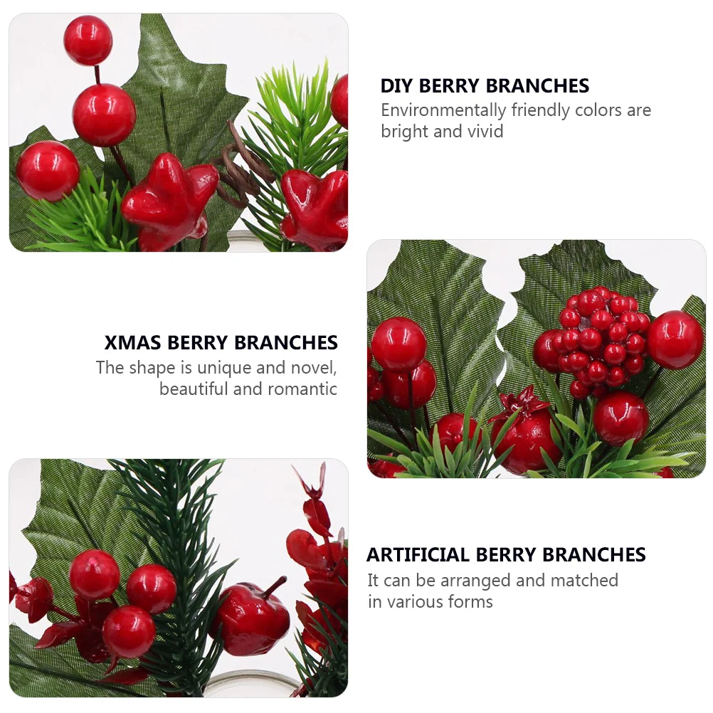

9 pcs Simulated Berry Bouquet Red Christmas Decoration Diy Photo Props For Wedding Holiday Party Artificial Flowers