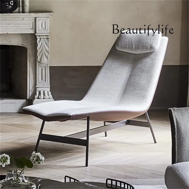 Modern Light Luxury Large Flat Living Room Foot Soft Bag Chaise Longue Italian Minimalist Fabric Recliner