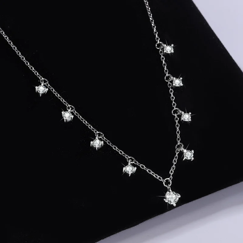 Seiko Shining Moissanite Clavicle Chain S925 Sterling Silver 1.1 Carat Necklace Women Light Luxury Fashion Jewelry