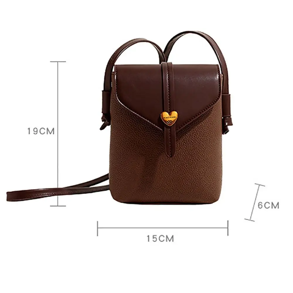 New Flap Love Heart Phone Bag Korean Style Shoulder Bag PU Crossbody Bag