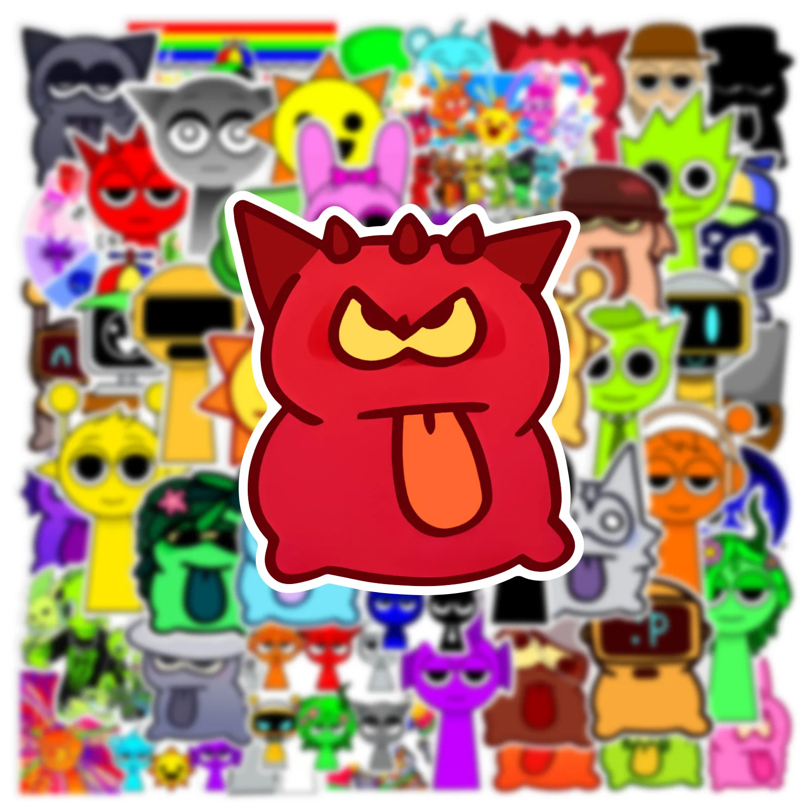 

52PCS Cartoon Incredibox Sprunki Sticker Creative Funny Graffiti DIY Scrapbook Laptop Skateboard Helmet Decal Kids Toy