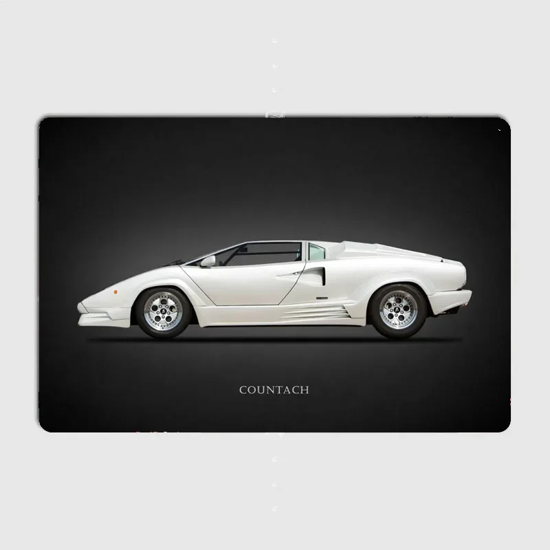 White Supercar Car Designer Marcelo Gandini Sports Car Retro Metal Posters Club Home decoration Sign Room decoration Wall Decor