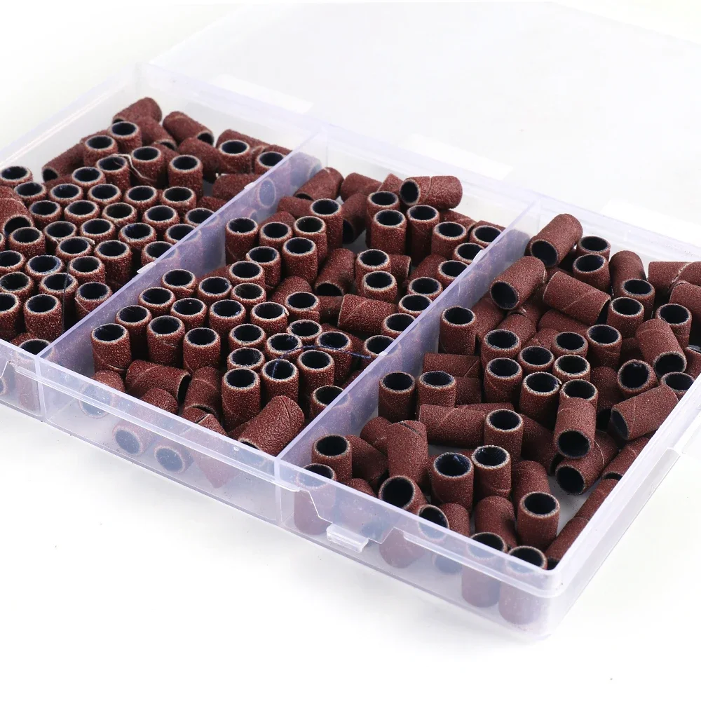 Bandes de capuchon de ponçage pour Machine de manucure électrique, grain 80/120/180, foret à ongles, limes, ensemble d'outils de pédicure, 210 pièces/boîte