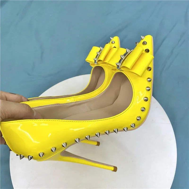 Party Women Pumps PU 2022 New Yellow Street Style12CM Pointed Thin Heel Shallow Mouth Willow Ding Evening Dress Pumps Woman Shoe