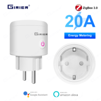 GIRIER Zigbee Smart Plug 20A Smart Home Socket Outlet EU Power Monitoring Timer Function 4200W Works Alexa Hey Google Alice