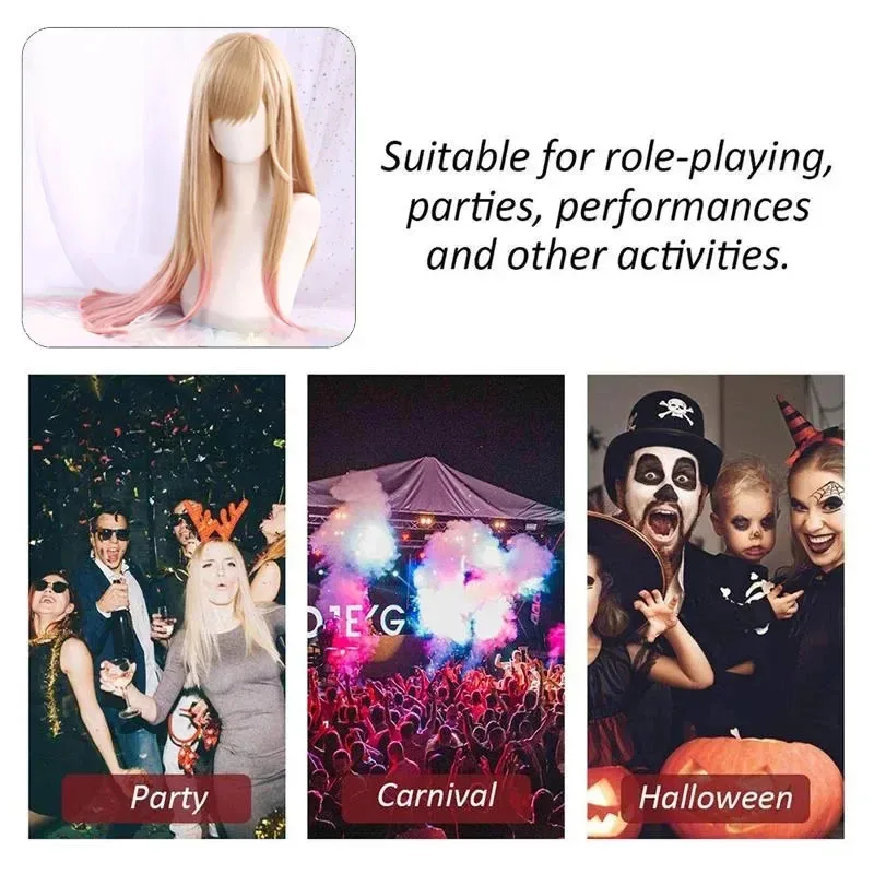 Anime Marin Kitagawa Cosplay Wig My Dress Up Darling Cosplay Yellow Gradient Long Straight Kawaii Wigs Halloween Wig   Wig Cap