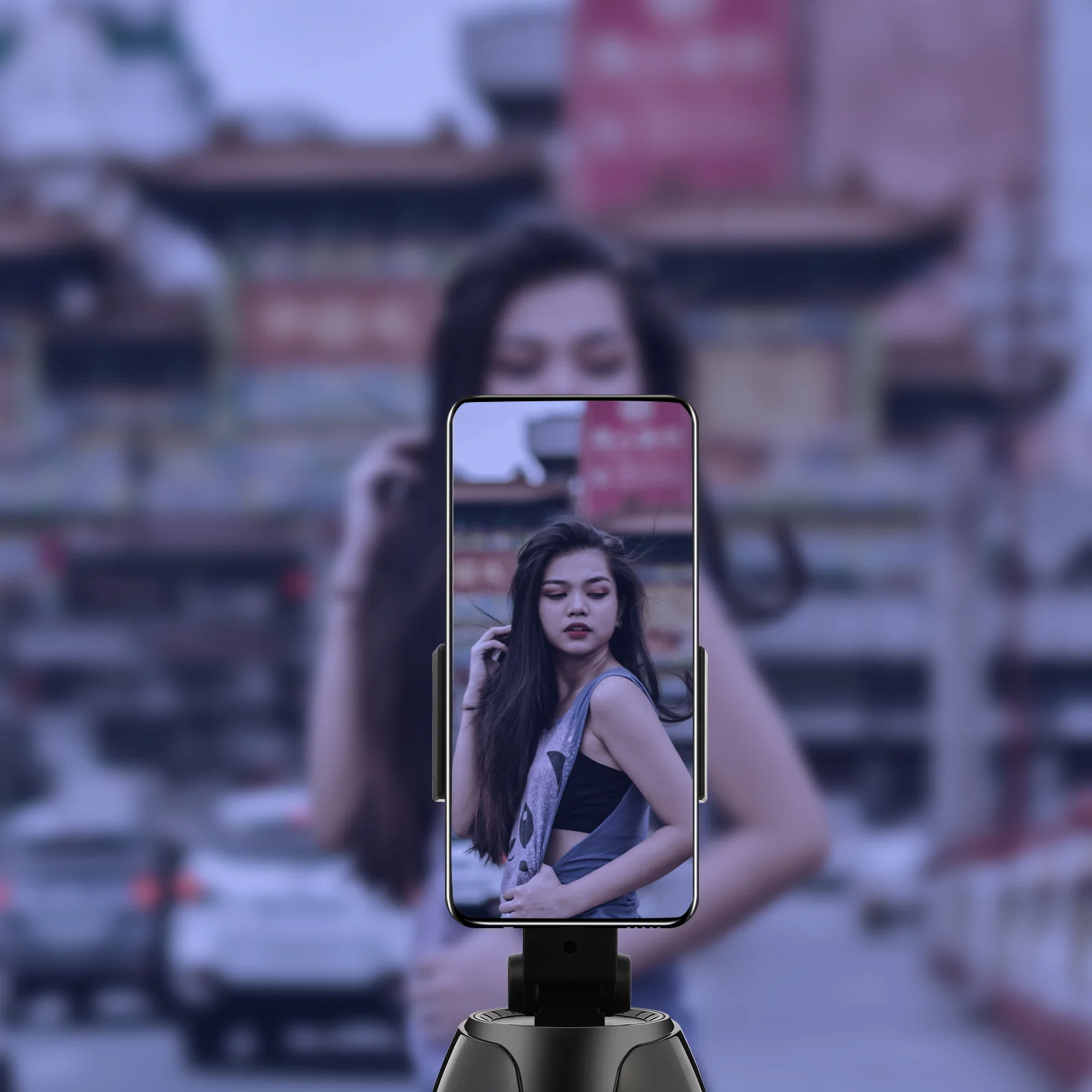 ขาตั้งโทรศัพท์แบบหมุนได้ 360 องศา พร้อมระบบกันสั่นสำหรับแท็บเล็ต ใช้สำหรับบันทึกวิดีโอกลางแจ้ง