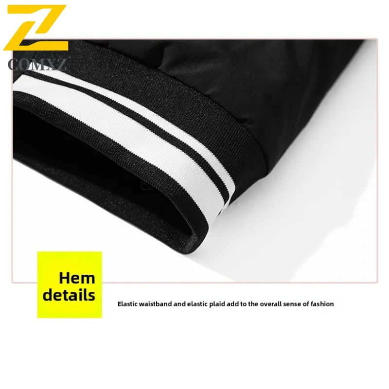 COMXZ 2025 Autumn Winter Sherpa Print Collar Cotton Jacket Unisex Loose Fit Thick Warm Outwear tactics lightweight windbreaker