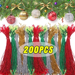 200/100Pcs Christmas Hanging String Ropes Xmas Ball Pendants Ribbon Hook With Snaps Locking For Christmas Decoration Accessories