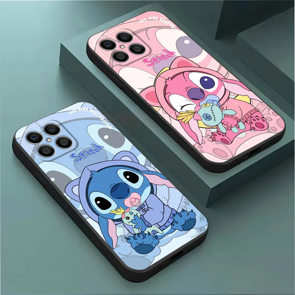 Black Soft Back Case for Honor X8 70 X7 X6 X9a X6a Magic5 Lite 8X X8a 90 Pro Magic5 Disney Angel Stitch Funda Cover