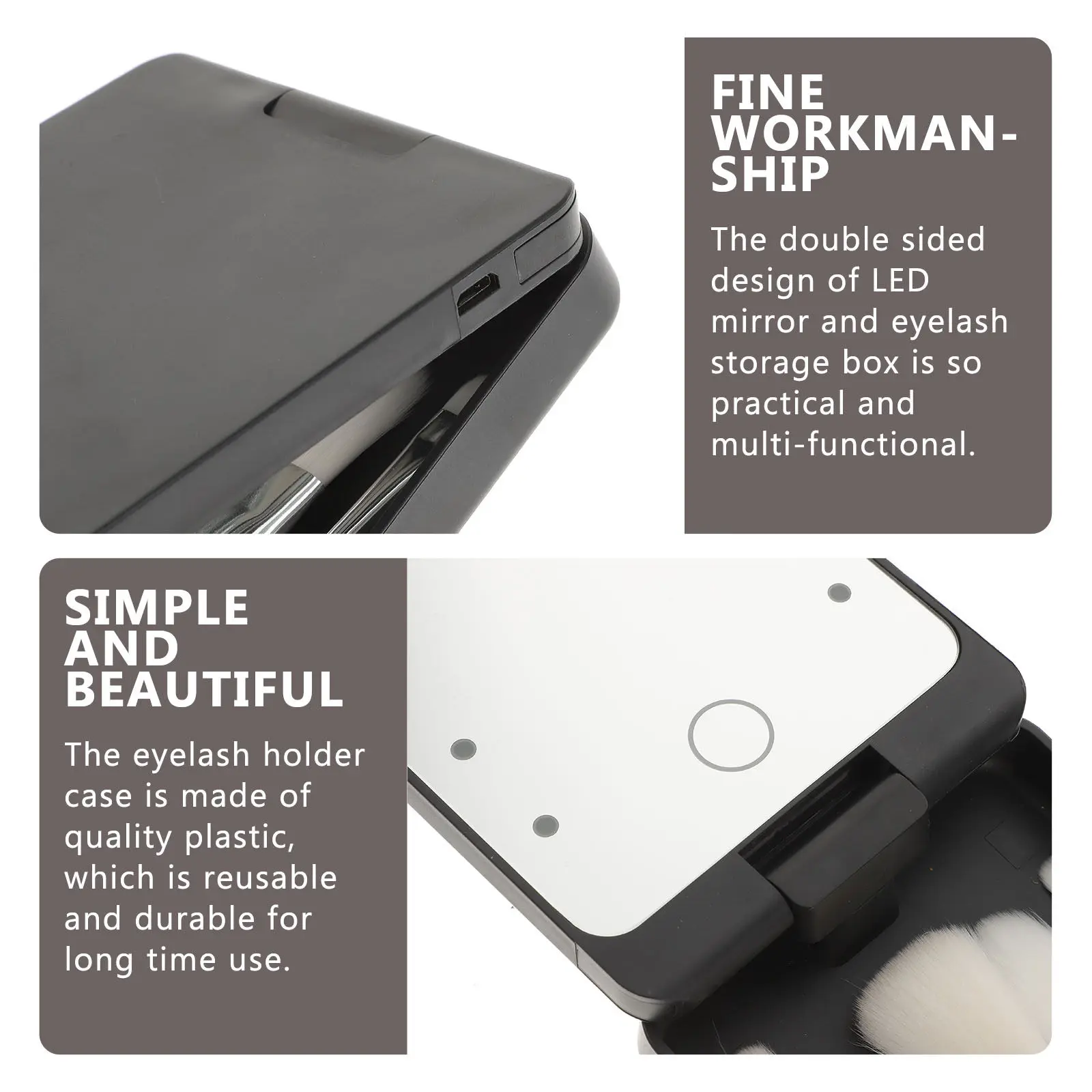 

Кейс-органайзер для накладных ресниц с LED-подсветкой, двусторонний, 5-уровневый, для хранения косметики, дорожный футляр