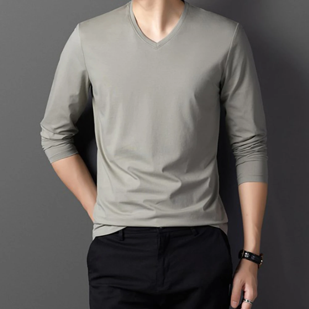 Hot New Stylish Comfy T-Shirt T-Shirt Long Sleeve Male Men Polyester Regular Solid Color Spring Summer T-Shirt