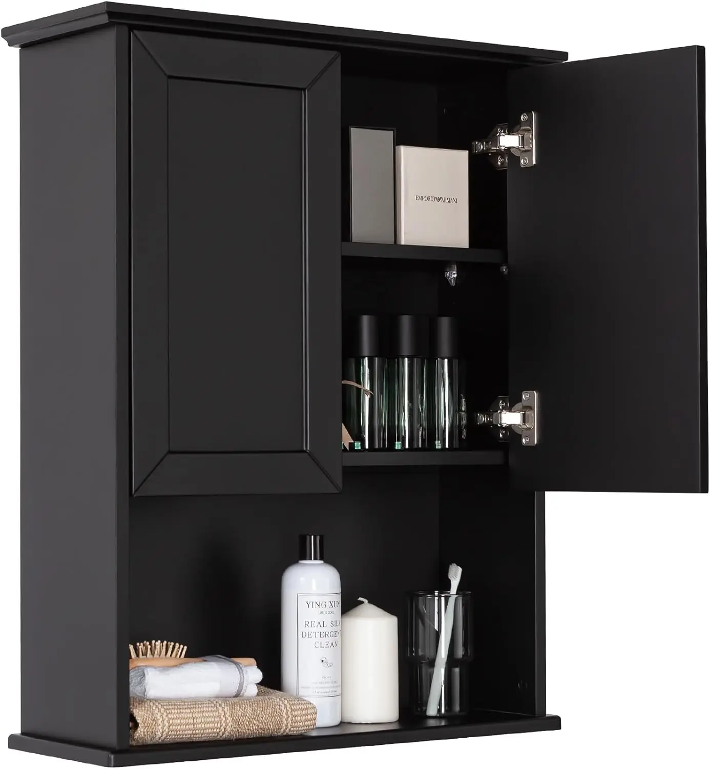 

XCYBlack Bathroom Wall Cabinet 23x29 inch Wooden Bathroom Medicine Cabinet with 2 Doors and Adjustable Shelf,