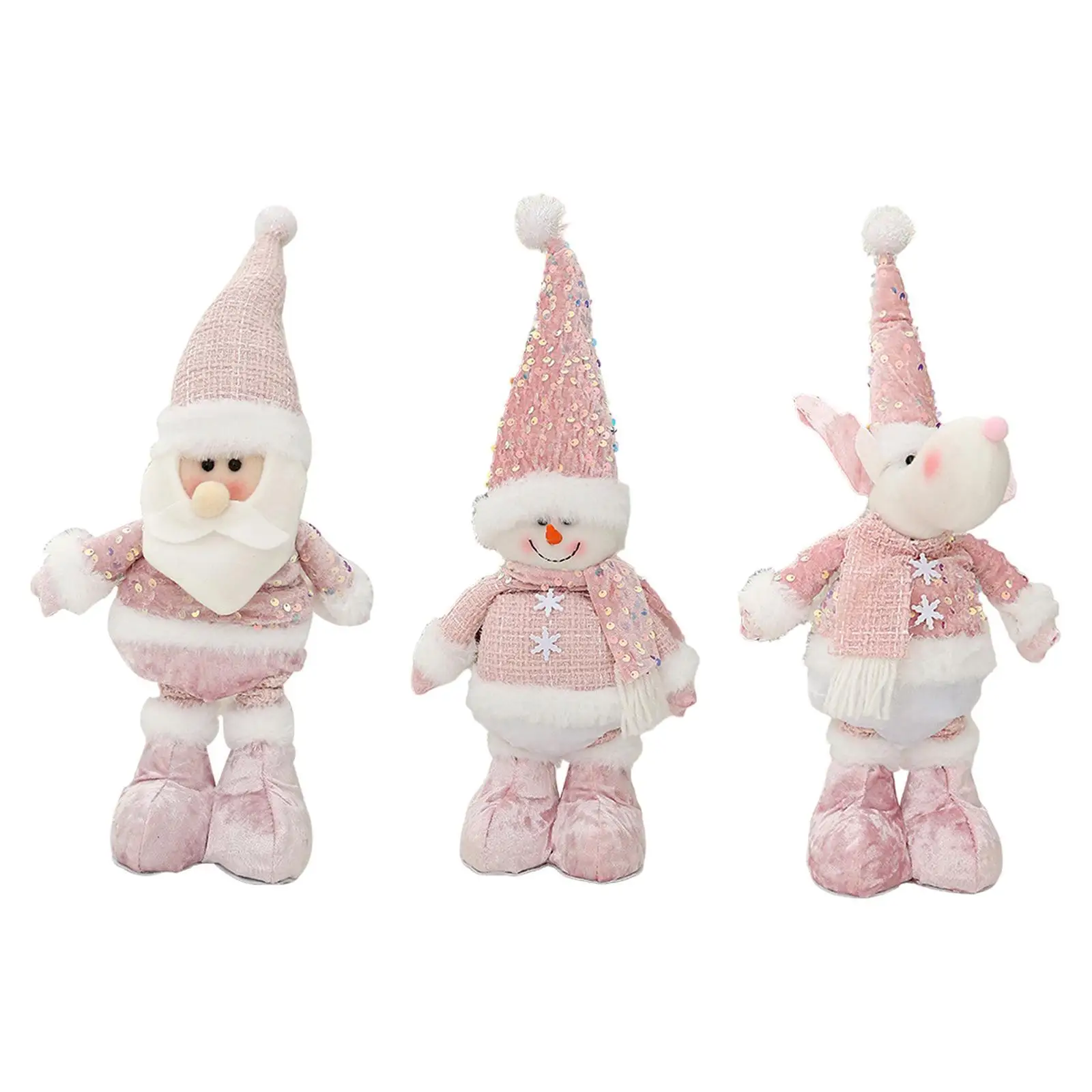 Świąteczna stojąca pluszowa lalka, wypchana lalka z chowanymi nogami Xmas figurka dla