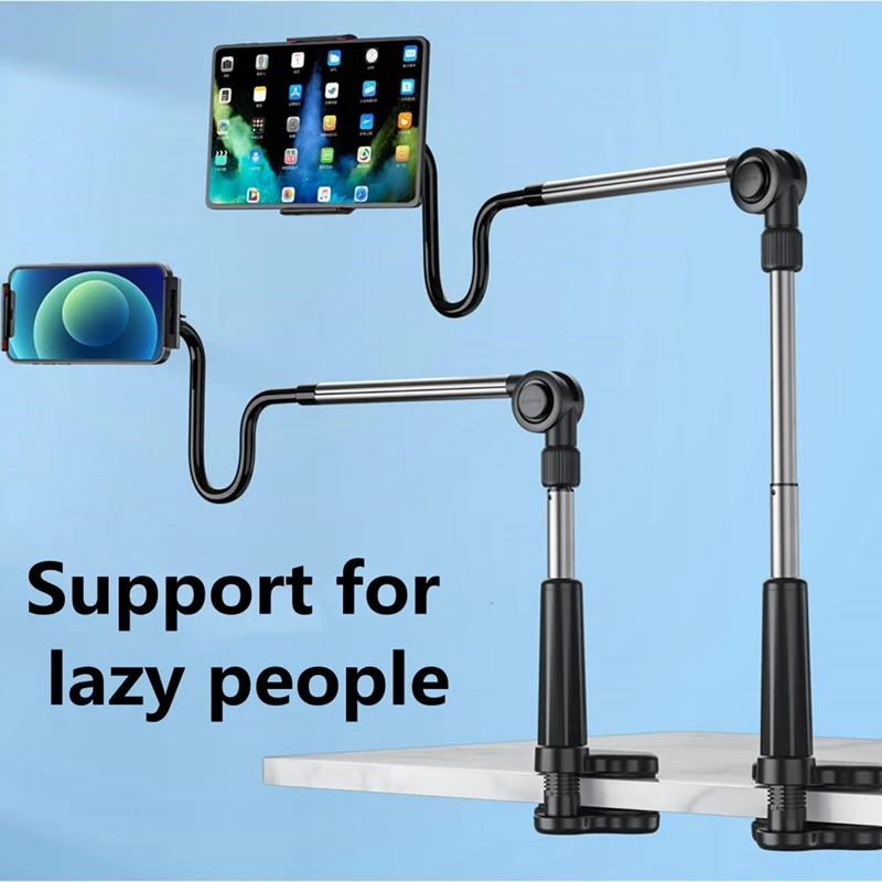 Phone Tablet Holder ,Gooseneck Stand Desk Mount,Long Arm Overhead Clip Clamp,Flexible Lazy Bracket For Smartphone