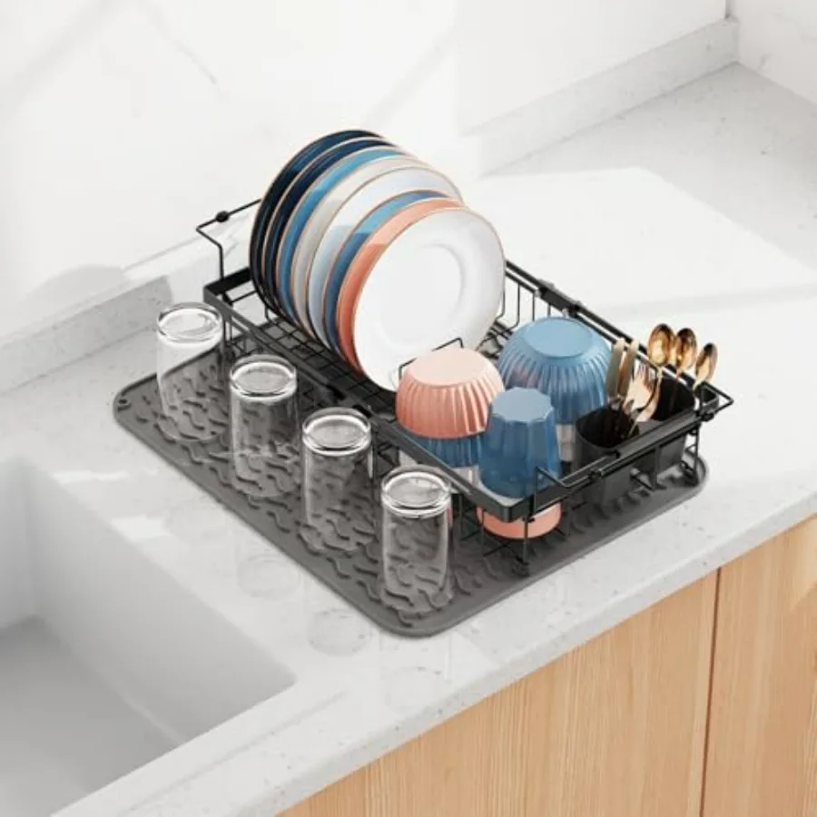 رف تجفيف الأطباق في الحوض بسعة قابلة للتوسيع لطاولة المطبخ قابلة للتعديل فوق تجفيف الأطباق مع حصيرة غير قابلة للانزلاق 15.820