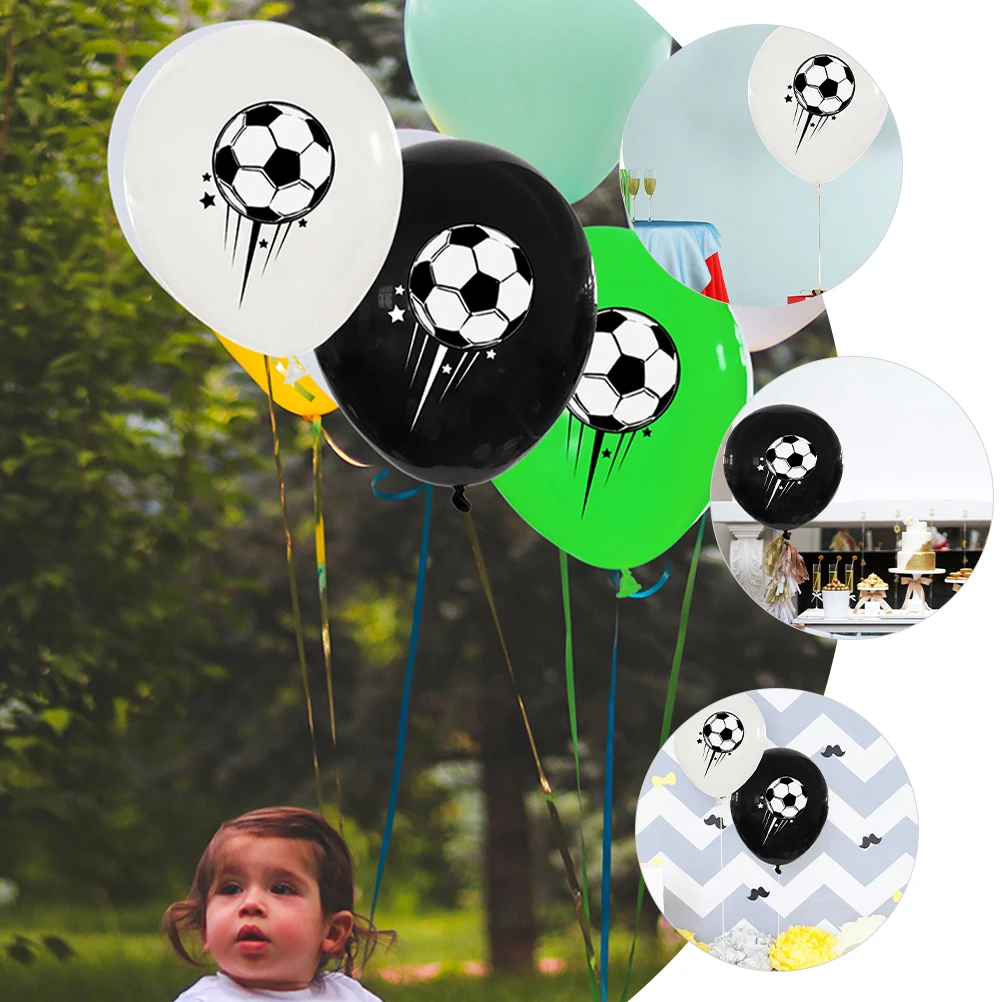 

18pcs Football Balloon Set Green White Black Decorative Latex Balloons Party Supplies Birthday Decorations Soccer Theme Indoors