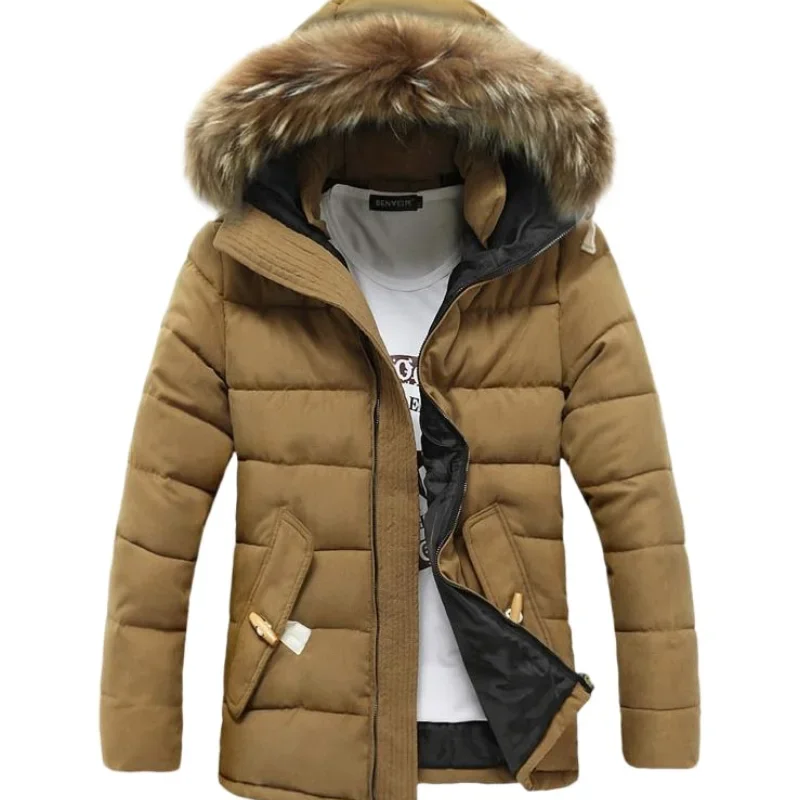 2023 Winter Woll kragen Baumwoll mantel koreanische Version Slim Fit mittellange Herren Student Baumwoll mantel Plüsch verdickten Hut Mantel