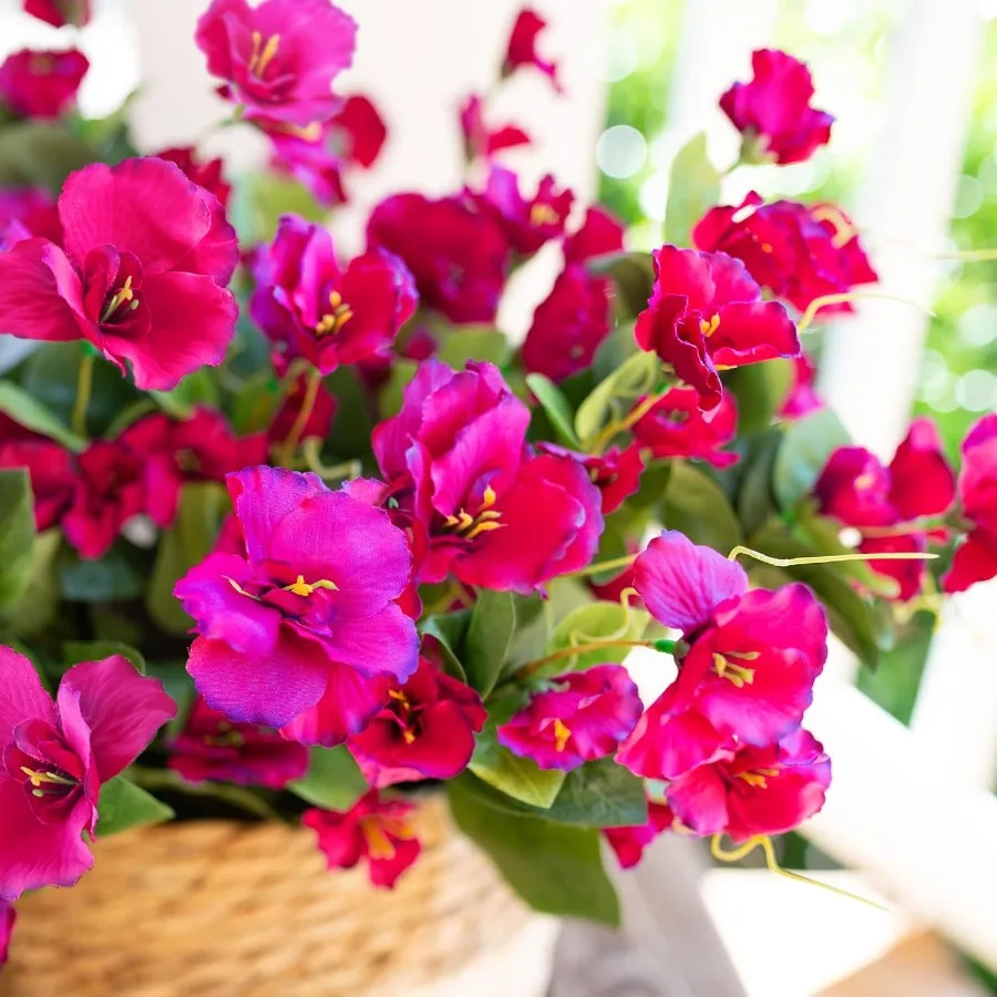 الكركديه الزهور الاصطناعية النباتات للديكور في الهواء الطلق 6 حزم الحرير الكركديه باقة الزهور الاستوائية الاصطناعي واقعية UV