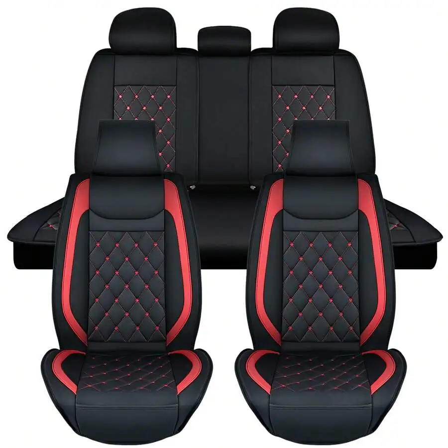 Nilight 5 Car Seat Covers Waterproof Faux Leather Cushions Anti-Slip Universal Fit For 5 Cars Kia Civic Corolla Camry CR-V RAV4