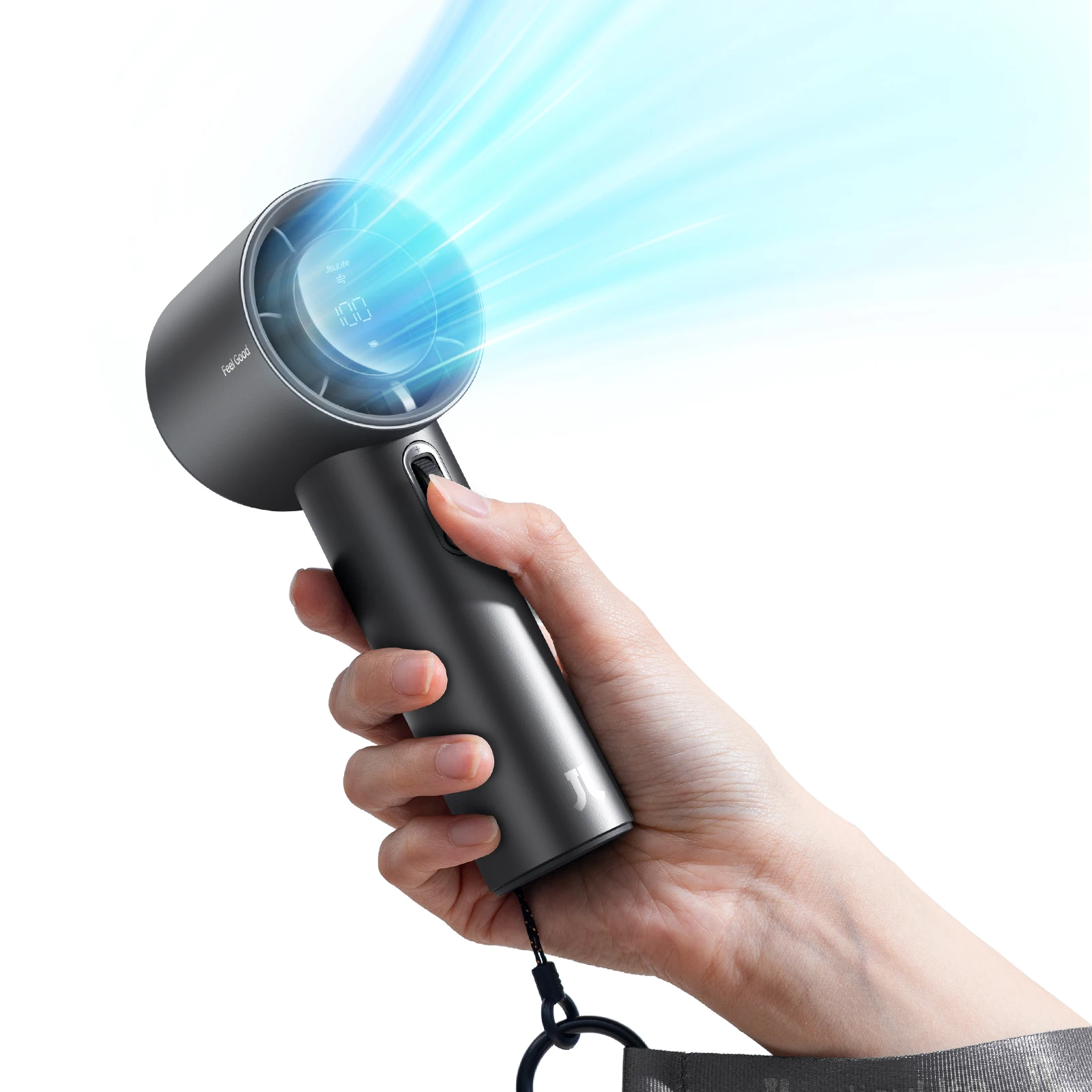 JISULIFE Tragbarer Ventilator Pro1S 2026, 40 Stunden maximale Kühlleistung, persönlicher Handventilator mit LED-Anzeige, Metallgehäuse, 9700 U/min, leistungsstark, 5000 mAh Akku, Reise-Essentials,