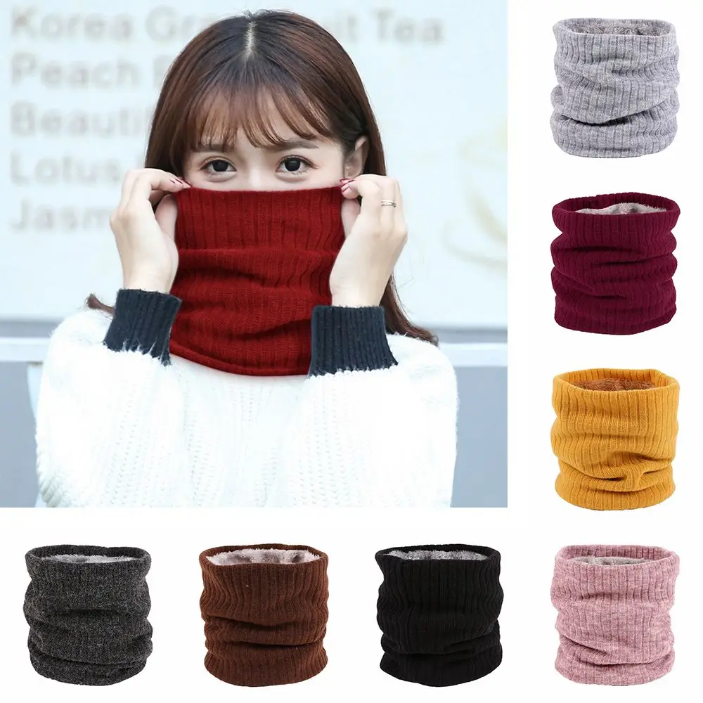 Accessories Soft Thick Windproof Collar Scarf Knitted Neck Warmer Winter Neck Gaiter Circle Loop Scarves Fleece Lined Scarf