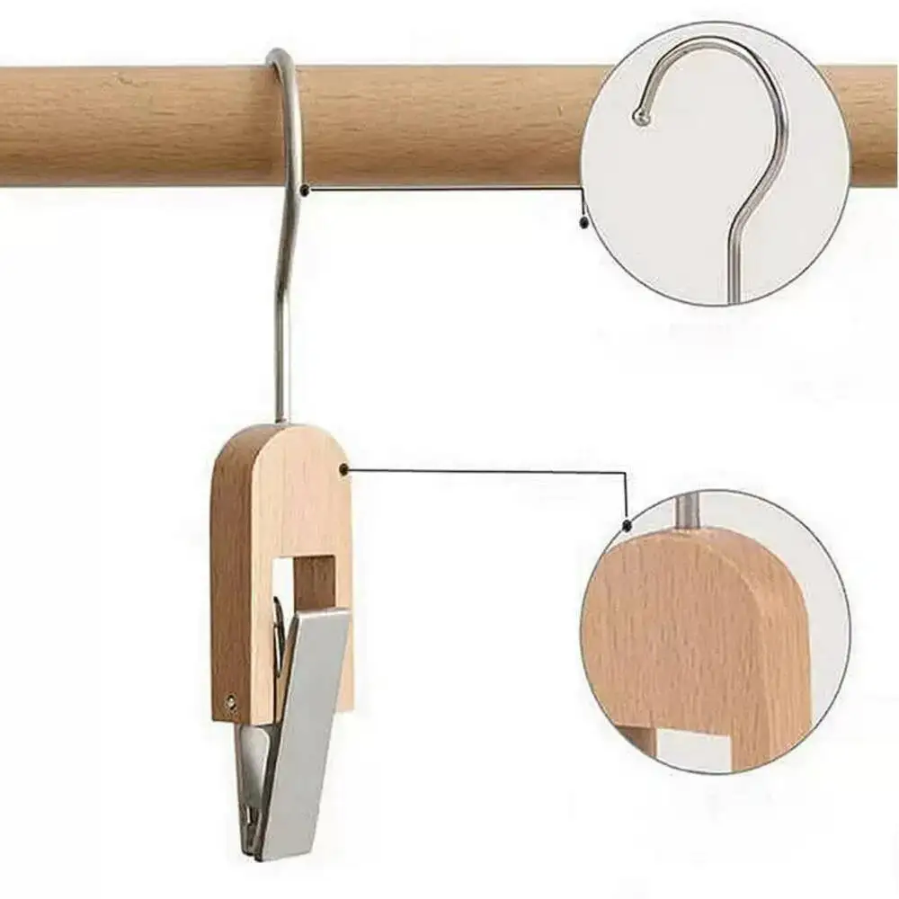 5 Stück Holz-S-Haken Kleiderständer Kleidung Hosen Schal Clips – Detail 7